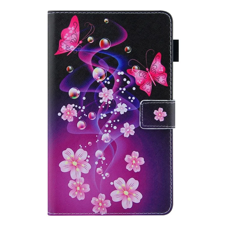 Pattern Printing Card Slots PU Leather Tablet Case for Samsung Galaxy Tab A8 10.5 (2021) SM-X200 X205 / A8 10.5 (2022) - Pink Butterflies
