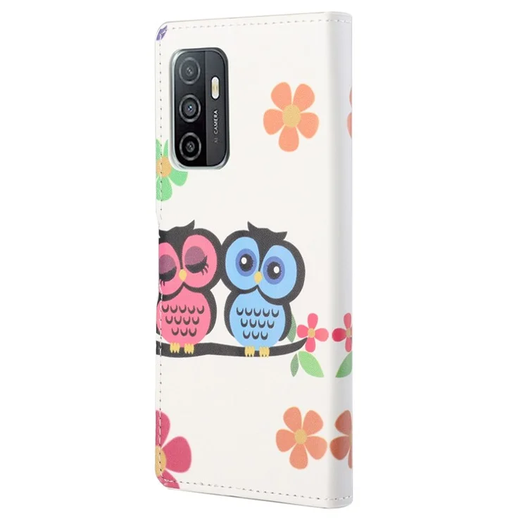 Pattern Printing Wallet Shockproof Case PU Leather Flip Magnetic Protective Cover with Stand for Samsung Galaxy A33 5G - Owls on the Branch