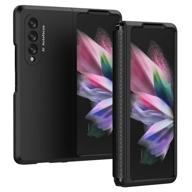 Shockproof PC Back Panel + TPU Hinge Flipping Phone Case Cover for Samsung Galaxy Z Fold3 5G - Black