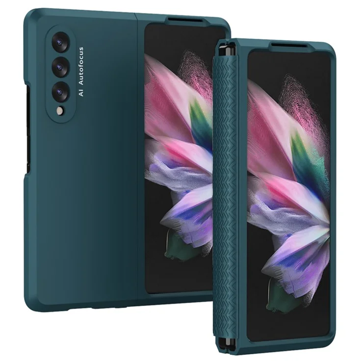 Shockproof PC Back Panel + TPU Hinge Flipping Phone Case Cover for Samsung Galaxy Z Fold3 5G - Green