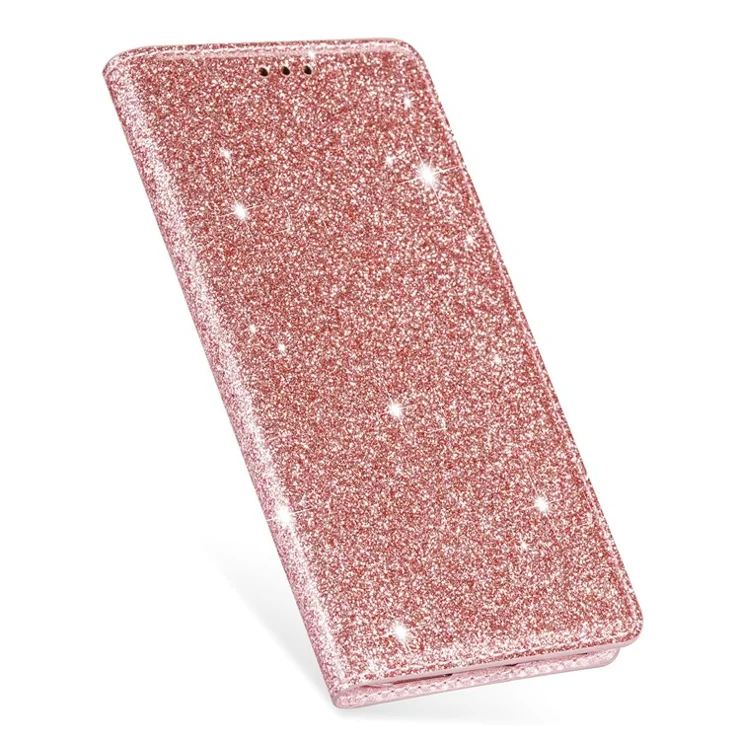 For Samsung Galaxy A53 5G Glitter Sequins Ultra-thin PU Leather + TPU Case Stand Card Holder Phone Cover - Rose Gold