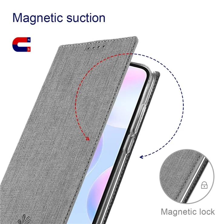 VILI DMX Series Scratch-proof PU Leather Stand Mobile Phone Case Auto Magnetic Closed Phone Cover with Card Slot for Samsung Galaxy A53 5G - Grey