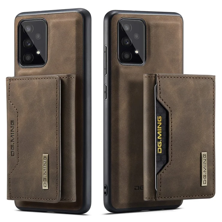 DG.MING M2 Series Detachable 2-in-1 Wallet Phone Case Shockproof Phone Protective Cover for Samsung Galaxy A53 5G - Coffee