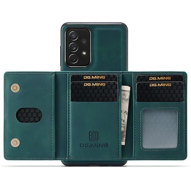 DG.MING M2 Series Detachable 2 in 1 Shockproof Wallet Phone Case Wireless Charging Phone Protective Cover for Samsung Galaxy A33 5G - Green