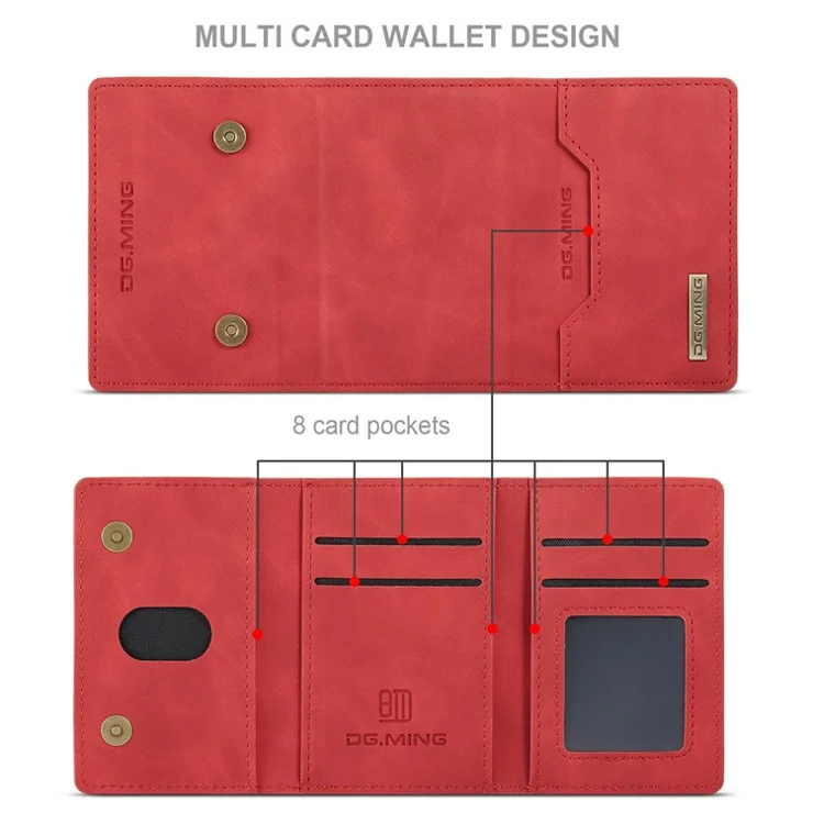 DG.MING M2 Series Detachable Wallet Phone Case 2-in-1 Wireless Charging All-Inclusive Hybrid Phone Protector for Samsung Galaxy A73 5G - Red