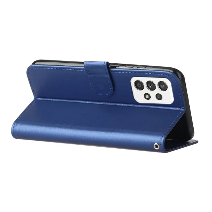 Solid Color Magnetic Closure Flip Scratch Proof Leather Protective Wallet Shell Horizontal Stand Case for Samsung Galaxy A53 5G - Blue