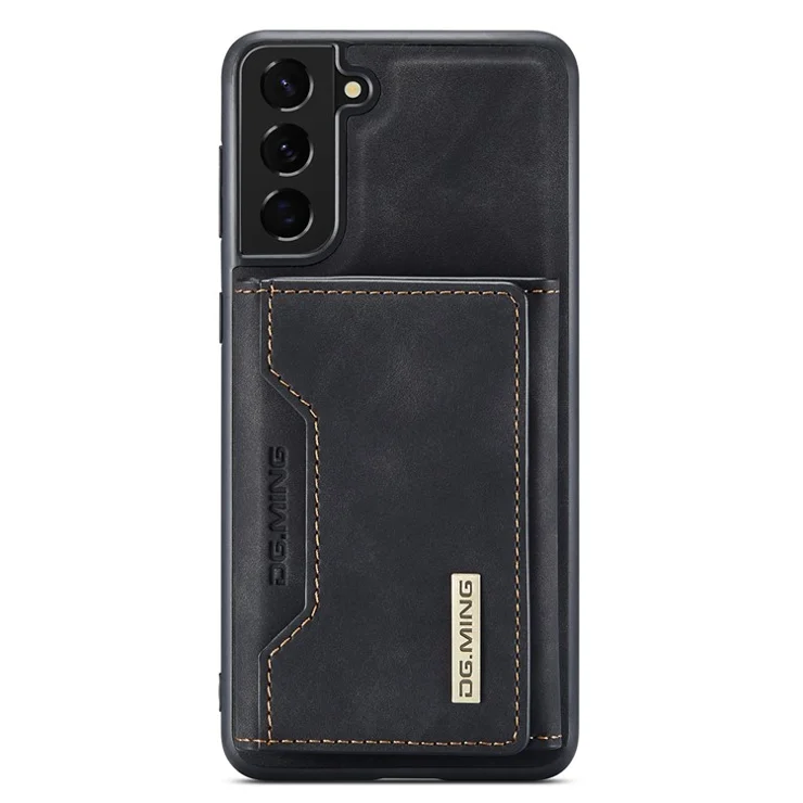 DG.MING M2 Series for Samsung Galaxy S22 5G Magnetic 2-in-1 Wallet Shockproof Phone Case Support Wireless Charging Shell - Black