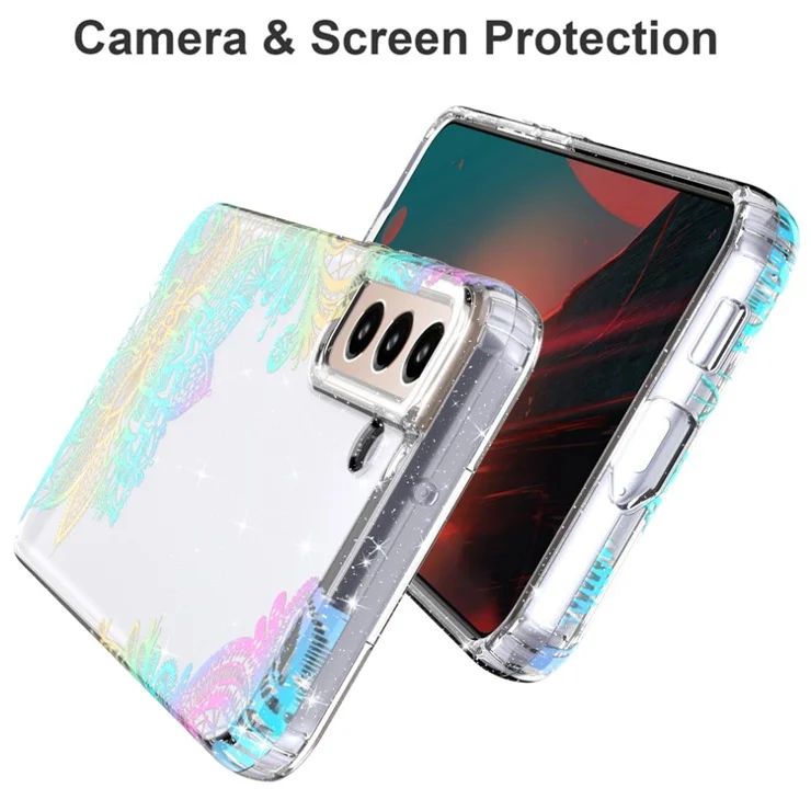 For Samsung Galaxy S22 5G GW18 Soft TPU IMD Stylish Pattern Anti-fall Phone Case - Laser Flower