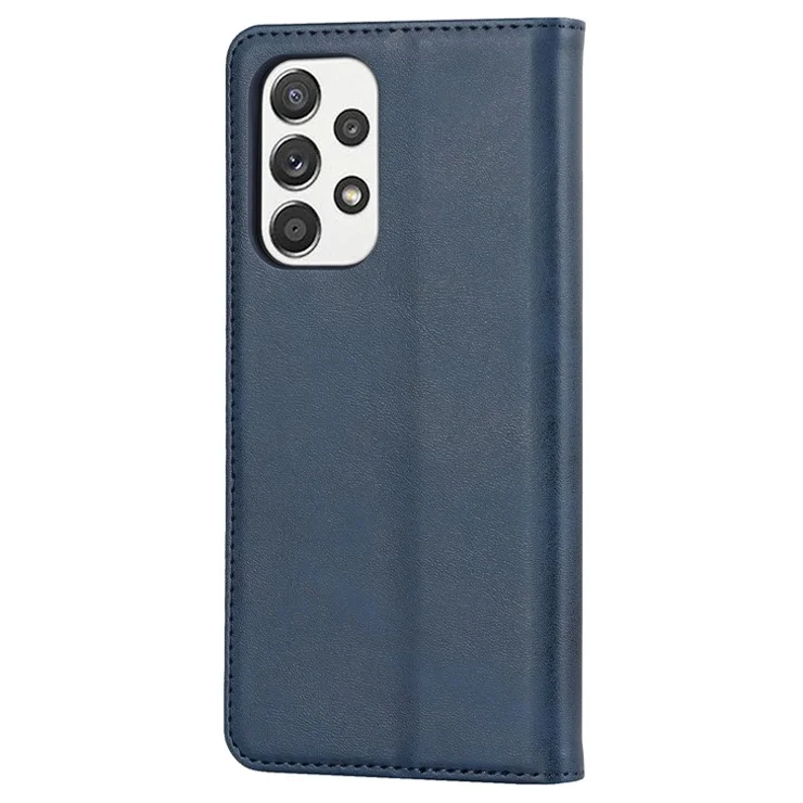 Magnetic Auto-absorbed PU Leather Case for Samsung Galaxy A33 5G, Folio Flip Wallet Stand Phone Cover - Dark Blue