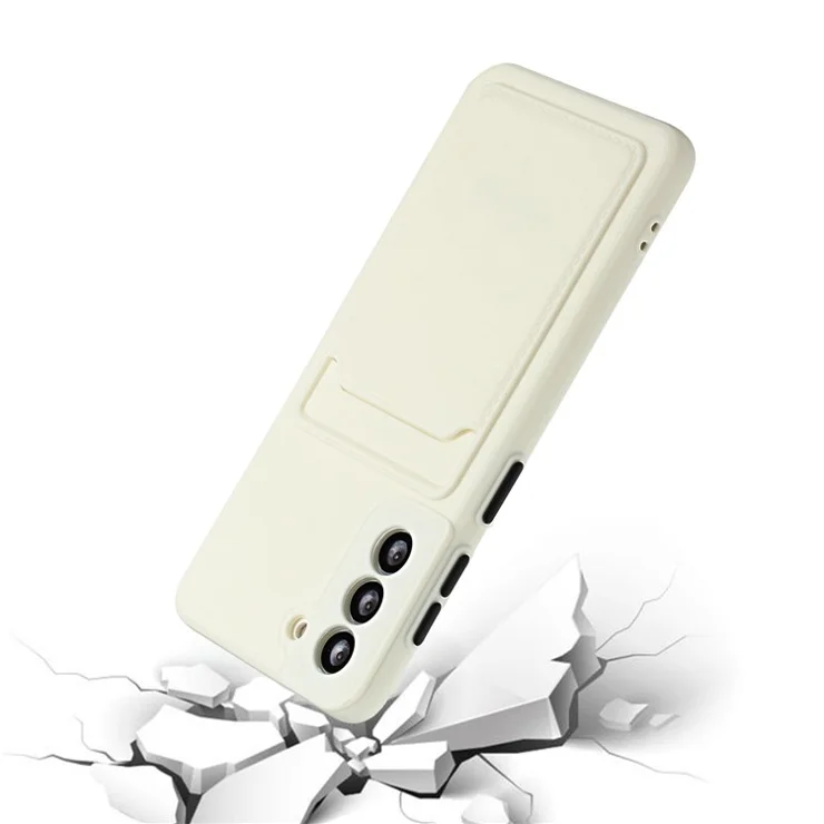 Card Slot Case for Samsung Galaxy S22 5G, Slim Fit Protective Soft TPU Shockproof Back Cover - White