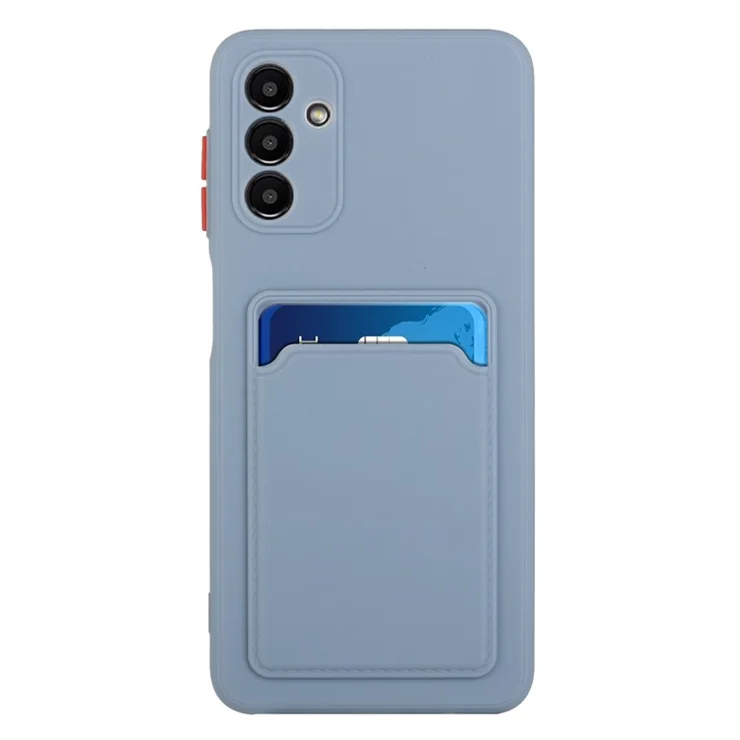 For Samsung Galaxy A13 5G / A04s 4G (164.7 x 76.7 x 9.1 mm) Camera Lens Protection Shockproof TPU Non-Slip Phone Case with Card Holder - Blue