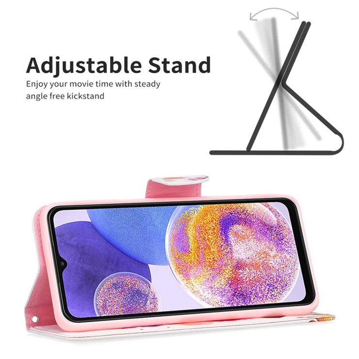 For Samsung Galaxy A23 4G / 5G (Global Version) Phone Case Pattern Printing PU Leather Wallet Stand Cover - Two Butterflies