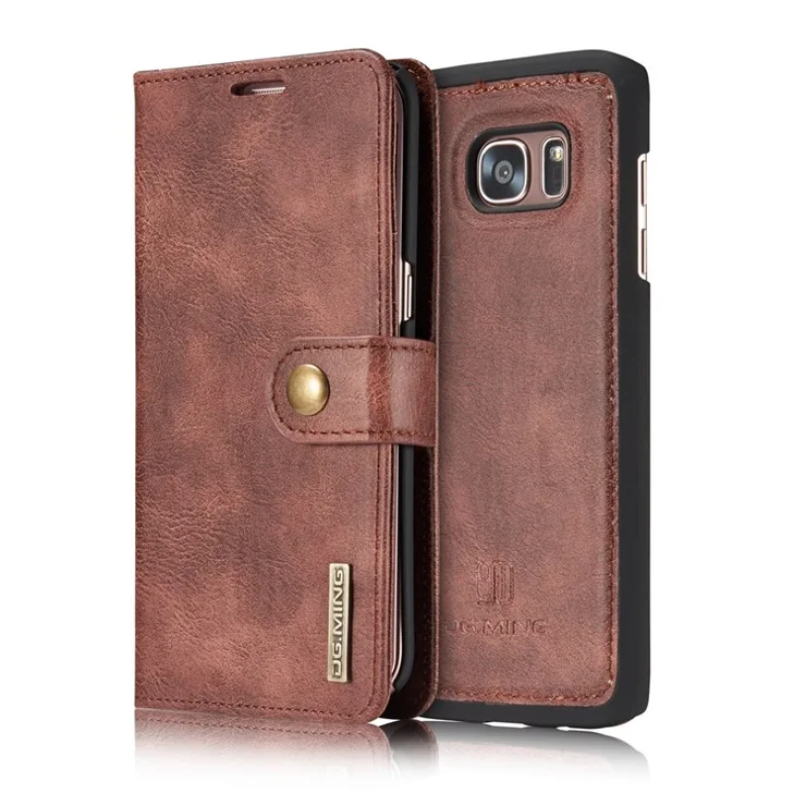 DG.MING 2 in 1 Split Leather Wallet + PC Cover for Samsung Galaxy S7 edge SM-G935 - Red