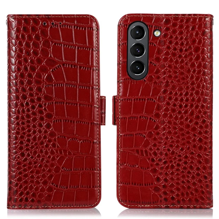 For Samsung Galaxy S21 FE 5G RFID Blocking Genuine Cowhide