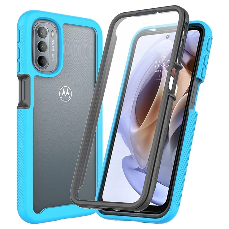 3-in-1 Hybrid Phone Case for Motorola Moto G51 5G All-inclusive Protection Wear-resistant Detachable Cell Phone Case with PET Screen Protector - Baby Blue 3-in-1 Hybrid Phone Case for Motorola Moto G51 5G All-inclusive Protection Wear-resistant Detachable Cell Phone Case with PET Screen Protector - Baby Blue