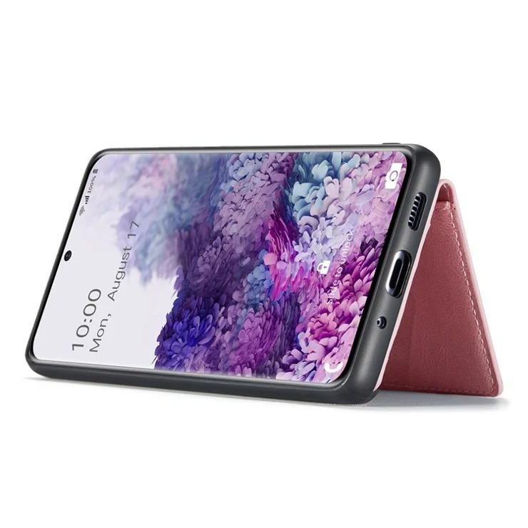 JEEHOOD For Samsung Galaxy S20 4G/5G Detachable Wallet Kickstand Case PU Leather Coated TPU Well-protected Phone Shell - Rose Gold