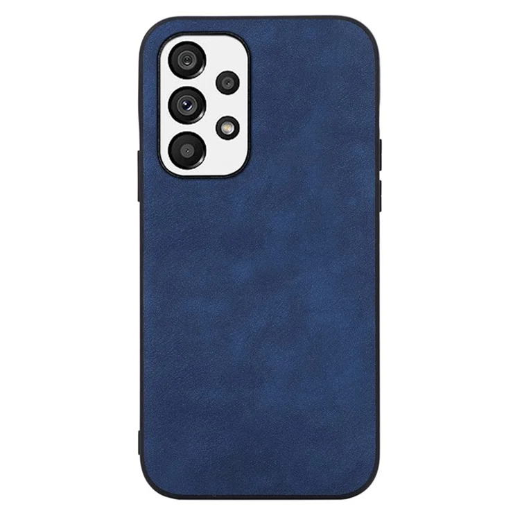 For Samsung Galaxy A53 5G Slim Shockproof Phone Case Textured Anti-fall PU Leather Coated PC Scratch Resistant Phone Cover Shell - Blue