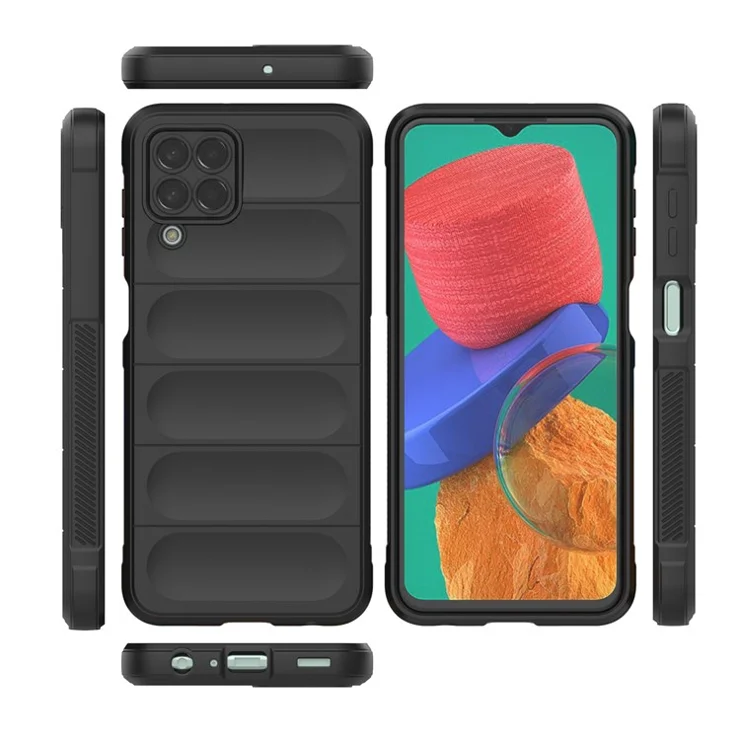 For Samsung Galaxy M33 5G (Global Version) Rugged Soft TPU Back Cover Anti-fall Mobile Phone Case - Dark Blue