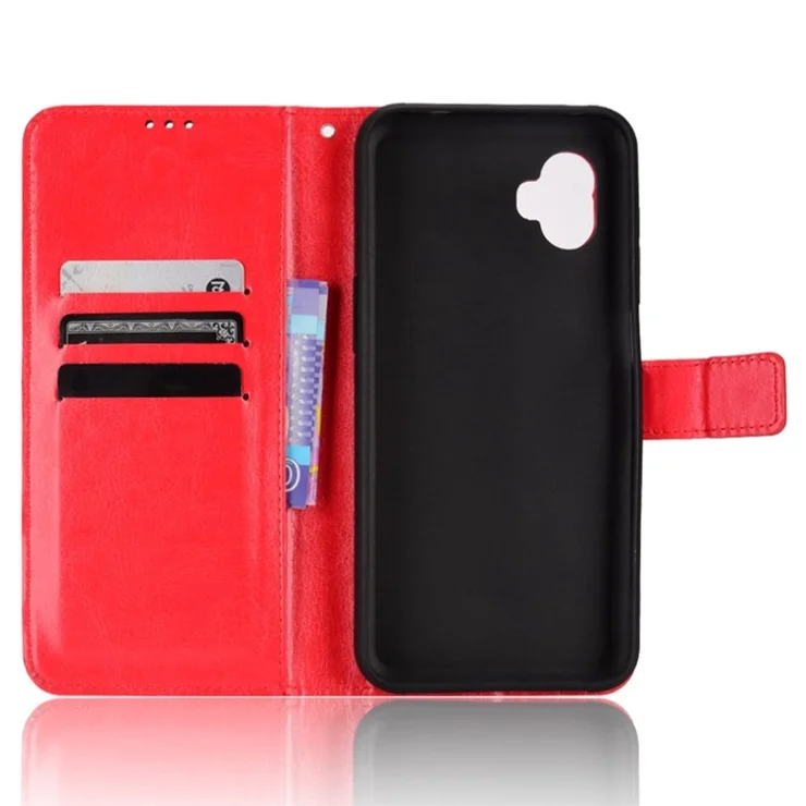 Crazy Horse Texture Case for Samsung Galaxy Xcover6 Pro 5G, Adjustable Stand PU Leather Phone Cover with Wallet - Red