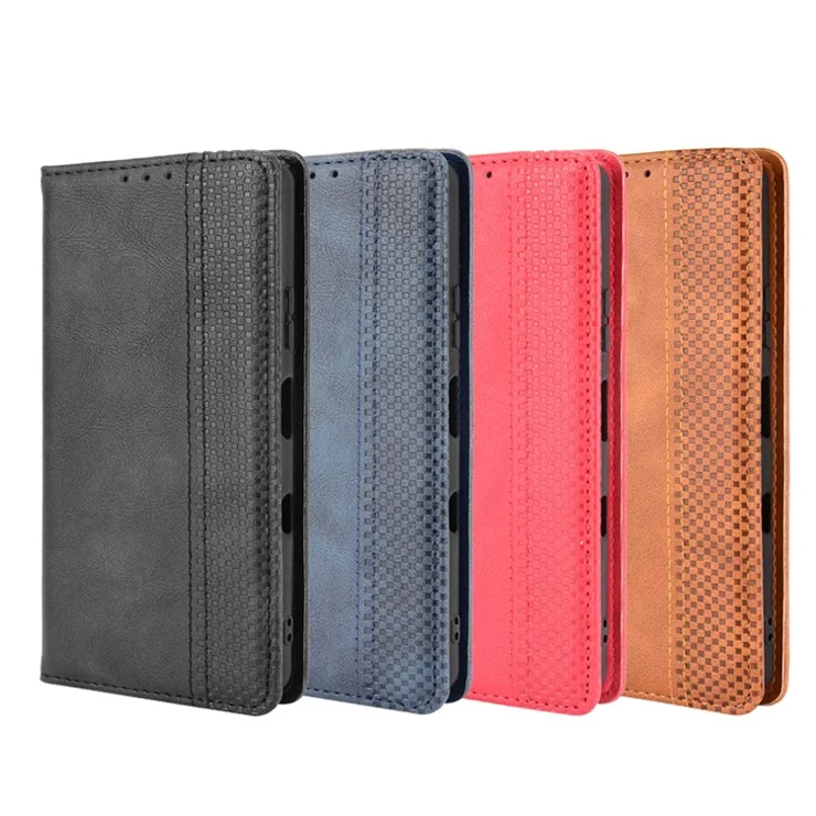 Magnetic Closure Vintage Style Phone Case Wallet Stand Leather Cover for Sony Xperia 10 III 5G - Black