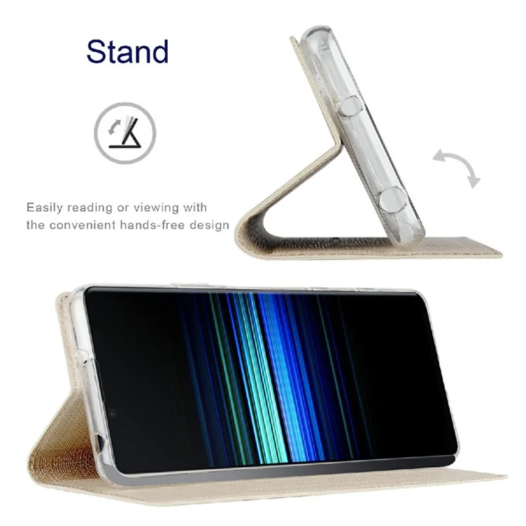 VILI DMX Series Leather Protector Card Holder Cover with Stand for Sony Xperia 5 III 5G - Gold