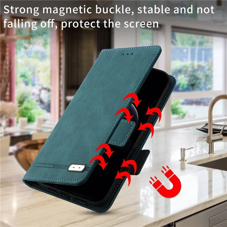 For Sony Xperia 1 IV PU Leather Shockproof Hardware Design Phone Case Wallet Stand Folio Flip Cover - Blue