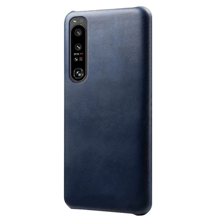 For Sony Xperia 1 IV Anti-fall Phone Cover Scratch-resistant Textured PU Leather Coated PC Phone Case - Blue