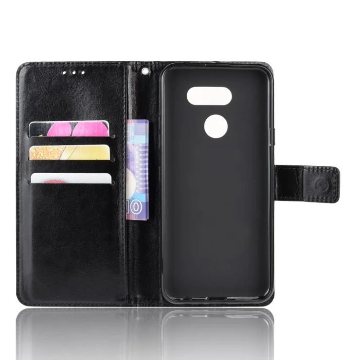Crazy Horse Magnetic Leather Stand Case for LG K40S Black