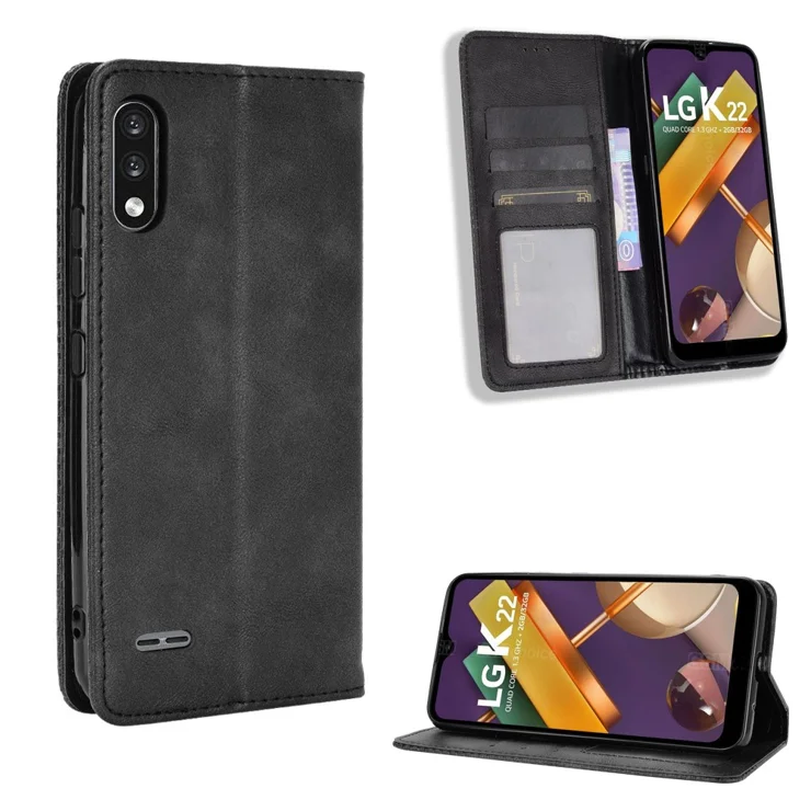 Magnetic Vintage Style Phone Case for LG K22 Wallet Stand