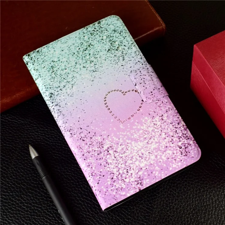 Pattern Printing Stand Leather Tablet Cover for Huawei MediaPad T3 10 - Glitter and Heart