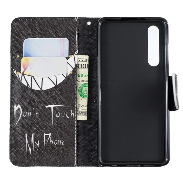 Pattern Printing PU Leather Card Holder Cell Phone Cover for Huawei P30 - Do not Touch My Phone