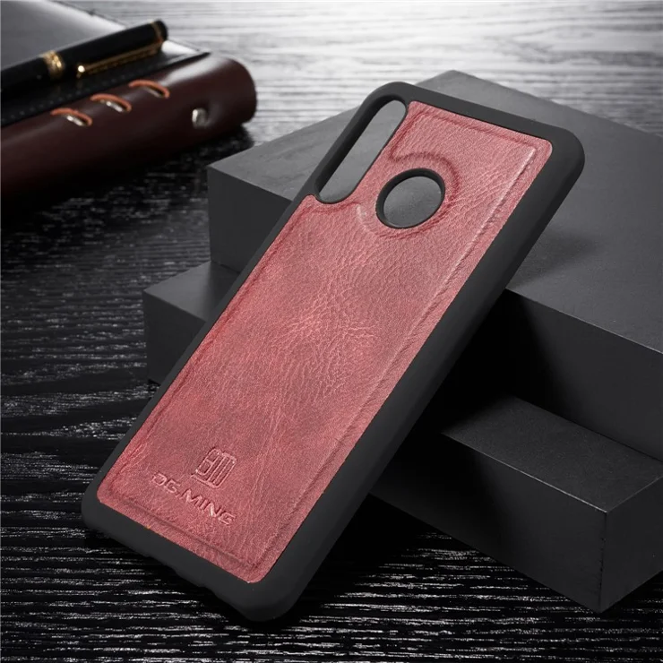 DG.MING For Huawei P30 Lite Detachable 2-in-1 Anti-scratch Split Leather Wallet Shell + PC Back Case - Red