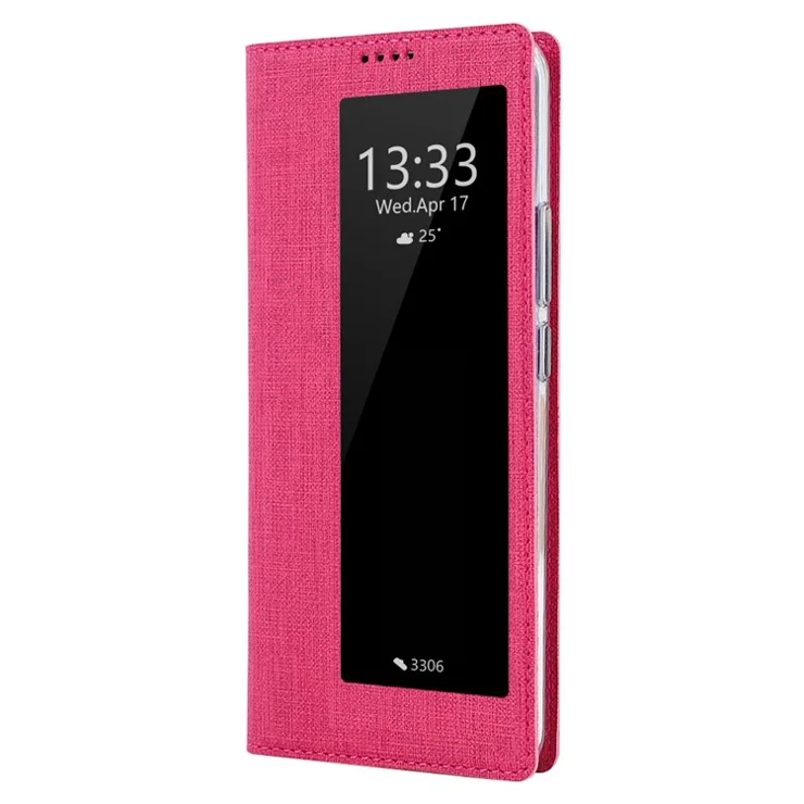 VILI DMX Cross Texture View Window Leather Flip Phone Cover with Card Slot for Huawei P30 Pro - Rose