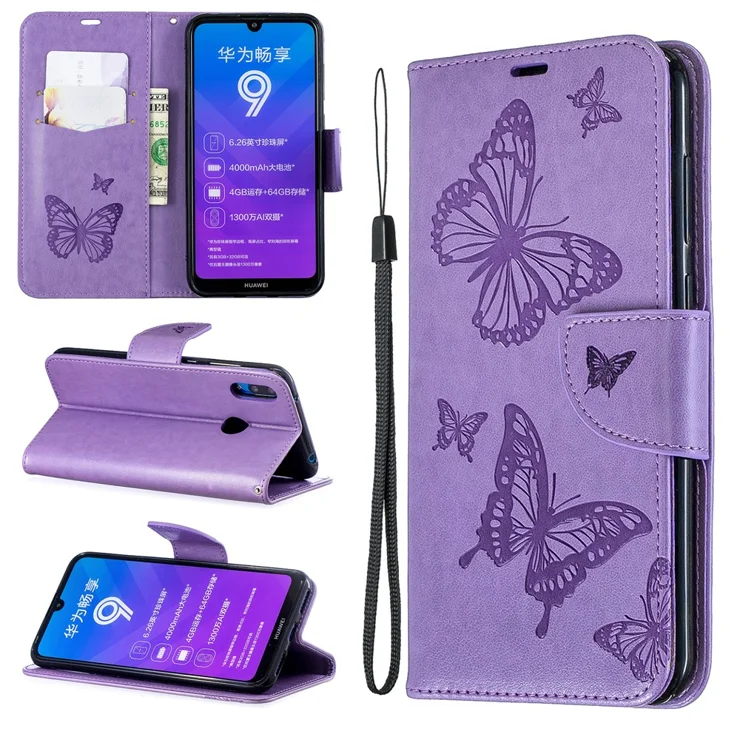 Arseaiy Funda Tipo Cartera Para Huawei Y7 Pro 2019/Enjoy 9 Flip Phone Case Con Correa Cruzada, Bolso Magnético Con Cremallera, Bolsillo Con Cremallera, Piel Sintética, A Prueba De Golpes, Con Función