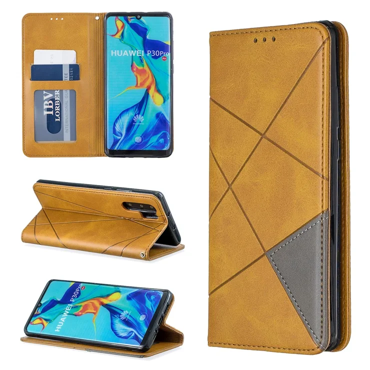 Geometric Pattern Leather Stand Phone Case with Card Holder for