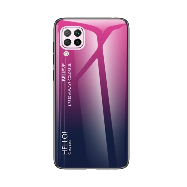 Gradient Color Tempered Glass + PC + TPU Hybrid Back Case for Huawei Nova 6 SE/Nova 7i/P40 Lite - Rose/Dark Blue