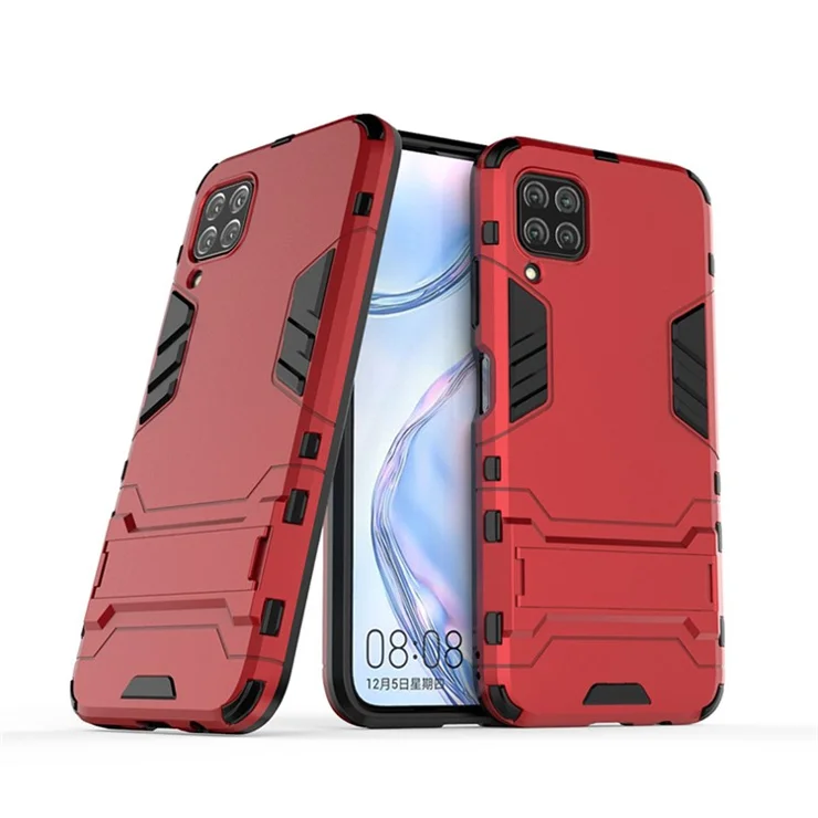 Plastic + TPU Hybrid Case with Kickstand for Huawei P40 lite/nova 7i/nova 6 SE - Red