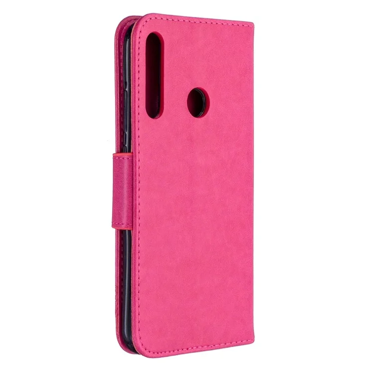 Imprint Butterfly Leather Wallet Case for Huawei P40 Lite E / Y7p - Rose