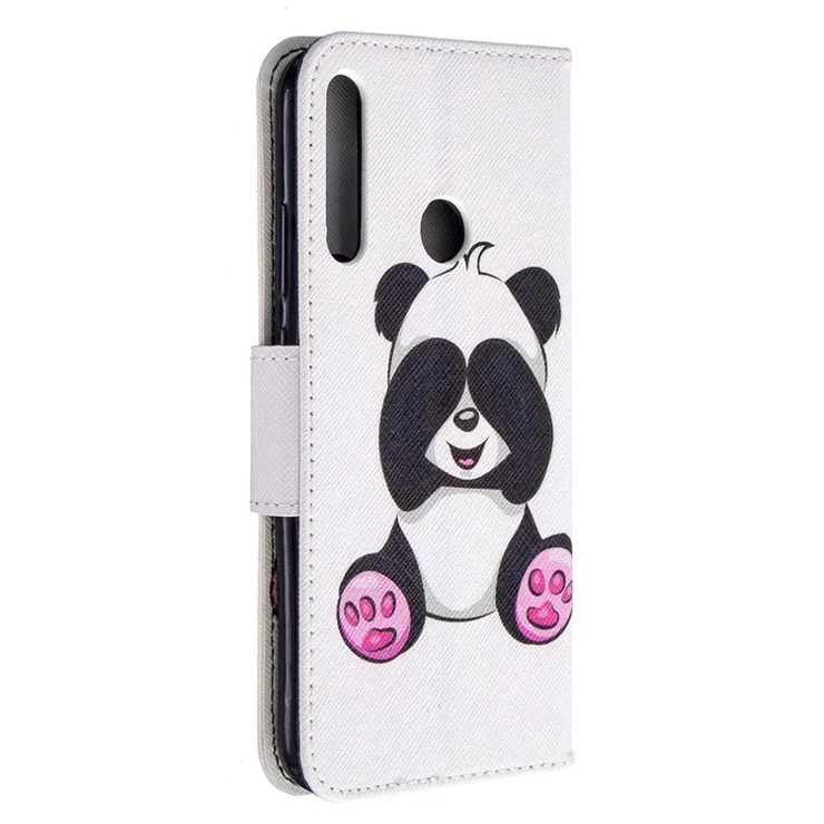 Pattern Printing Leather Wallet Case for Huawei P40 lite E / Y7p - Cute Panda