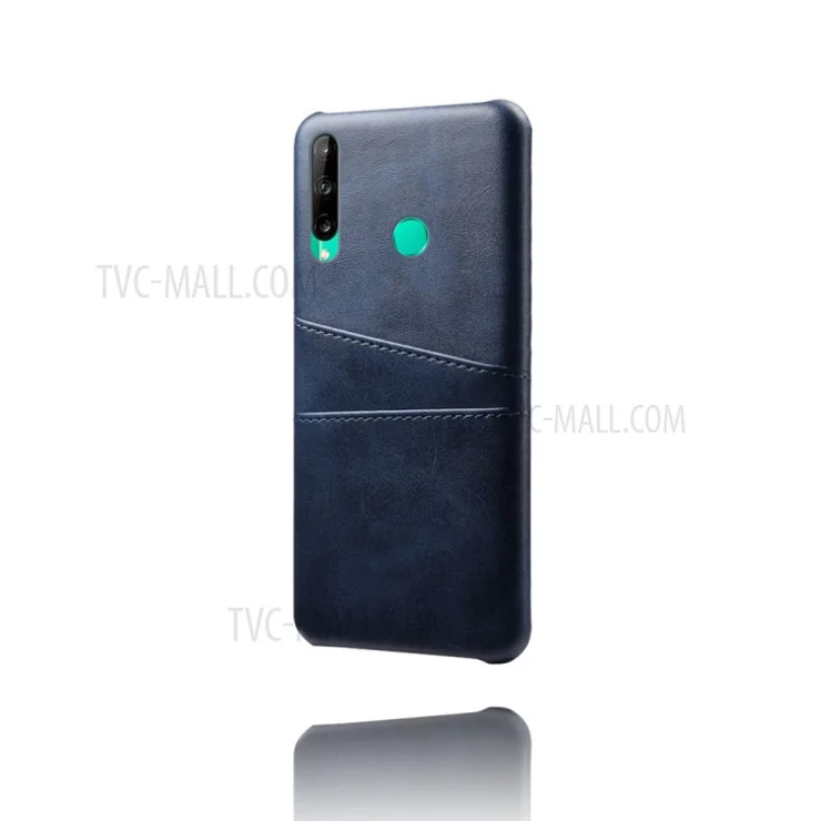 KSQ PU Leather Coated PC Case with Double Card Slots for Huawei P40 Lite E/Honor 9C/Y7p - Dark Blue