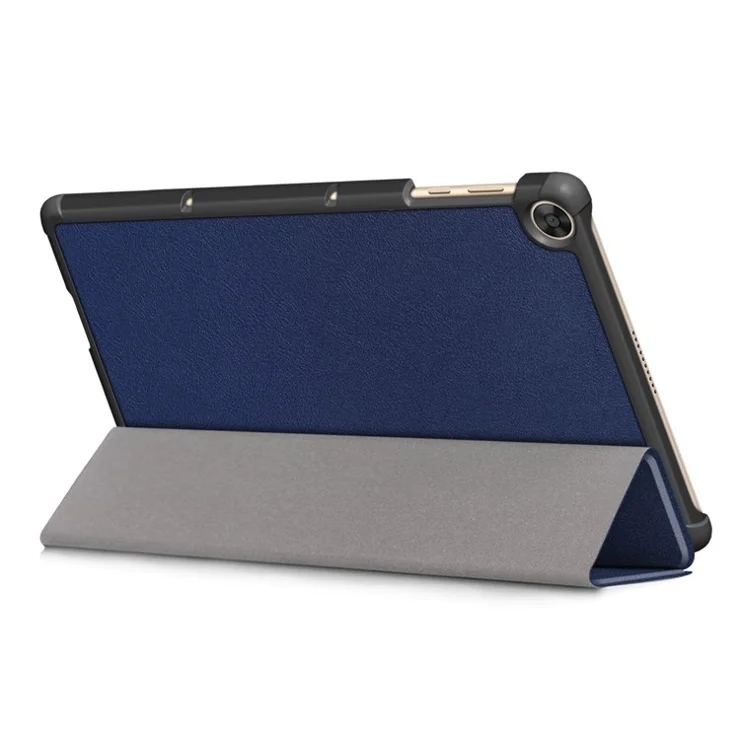 Tri-fold Flexible-Angle Stand Wake/Sleep Leather Smart Case for Huawei MatePad T 10S/T 10 /Enjoy Tablet 2 - Dark Blue
