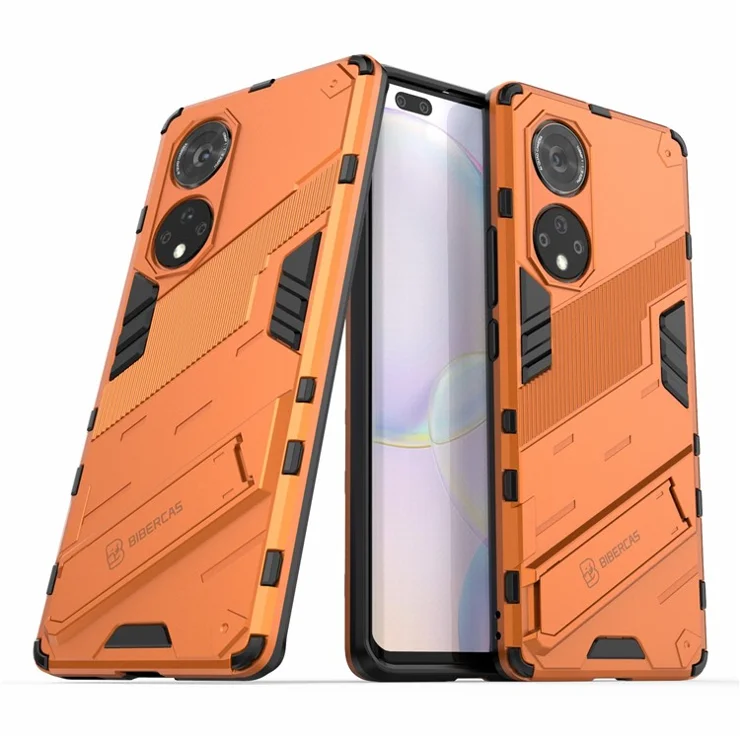 Cool Style Armor Heavy Duty Combo Hybrid PC + TPU Anti-Fall Case with Kickstand for Honor 50 Pro / Huawei nova 9 Pro - Orange