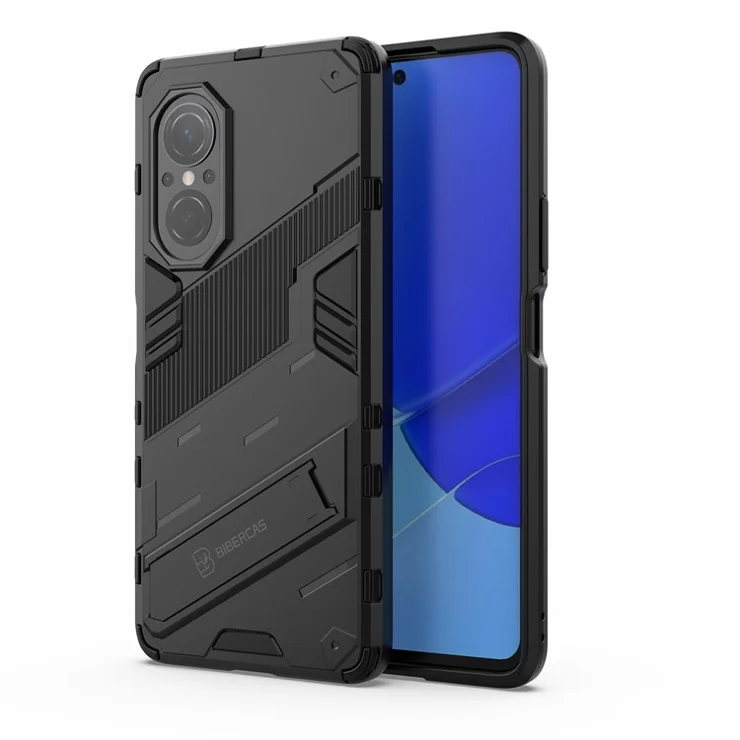 PC + TPU Combo Case Kickstand Design Protective Mobile Phone Case for Honor 50 SE/Huawei nova 9 SE - Black