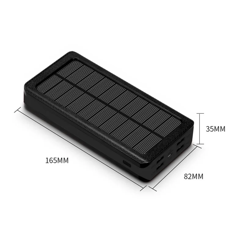 PSOOO PS-900 30000mAh Solar Power Bank Emergency Portable Charger External Battery Pack with 4 Output and Dual Input 32 LEDs Flashlight - Black