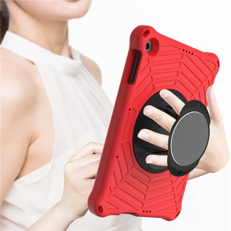 Spider Web Texture Kickstand EVA Case with Shoulder Strap for Huawei Enjoy Tablet 2 / MatePad T 10 9.7 inch / MatePad T 10S 10.1 inch - Red
