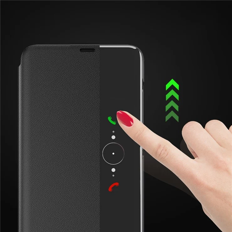 Smart View Window Stand Design PU Leather Anti-fall All-inclusive Protection Folio Flip Cover for Honor Magic3 Pro - Red