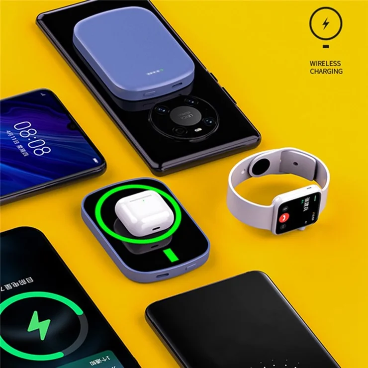 E29 10000mAh PD + QC 20W Wireless Charging 15W Power Bank Intelligent Identification Battery Pack - Green