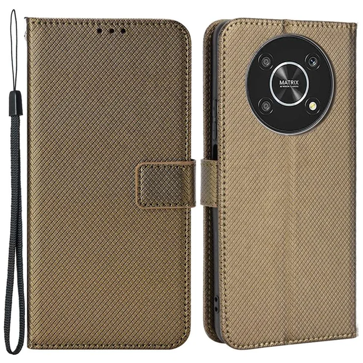 Funda Tipo Cartera Para Honor Play10 4G Con Cierre Magnético, Carcasa De Cuero PU Con Correa De Muñeca - Marrón