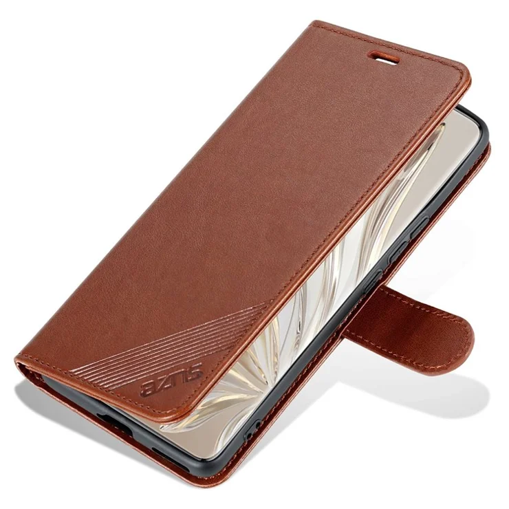 AZNS For Honor 70 5G Anti-scratch Textured PU Leather Wallet Case Anti-drop Magnetic Folio Shockproof Phone Cover Stand Card Holder - Brown