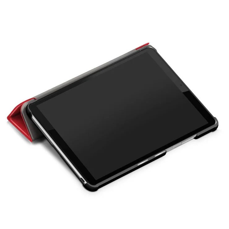 Litch Skin PU Leather Tri-fold Stand Tablet Case for Lenovo Tab M8 TB-8505 - Red